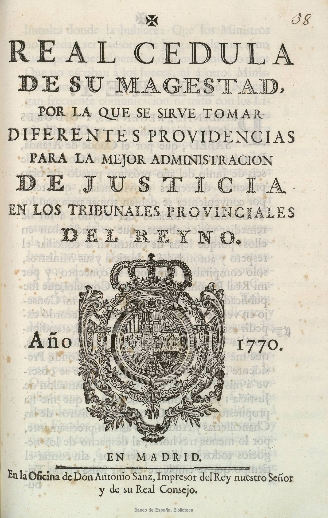 La real cédula del 10 de mayo de 1770 por Carlos III rey de España.