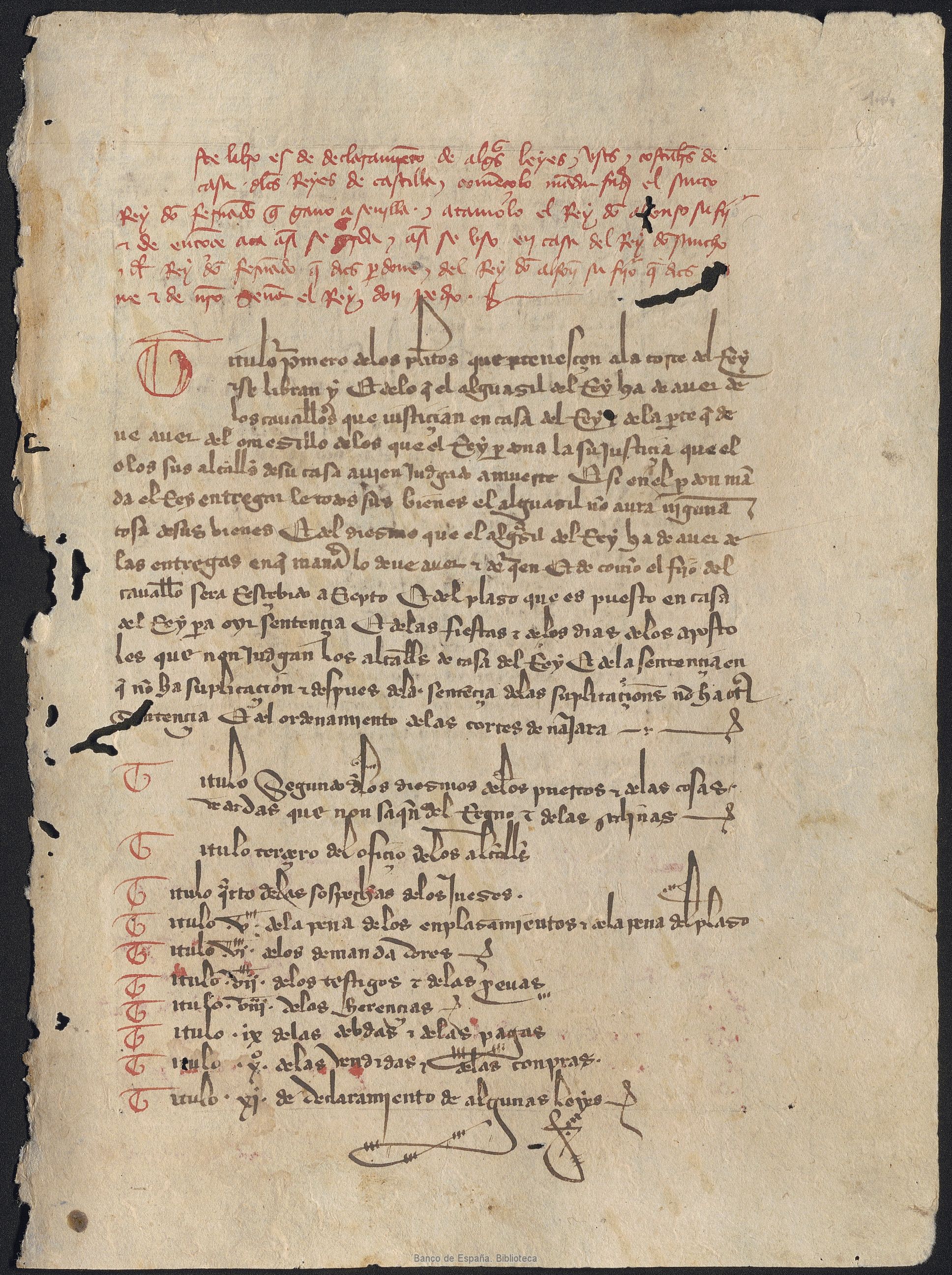[Declaramento de algunas leyes e usos e costunbres de casa de los reyes de Castilla]